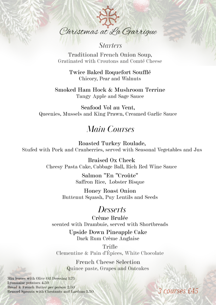 Christmas Party Menu 2024