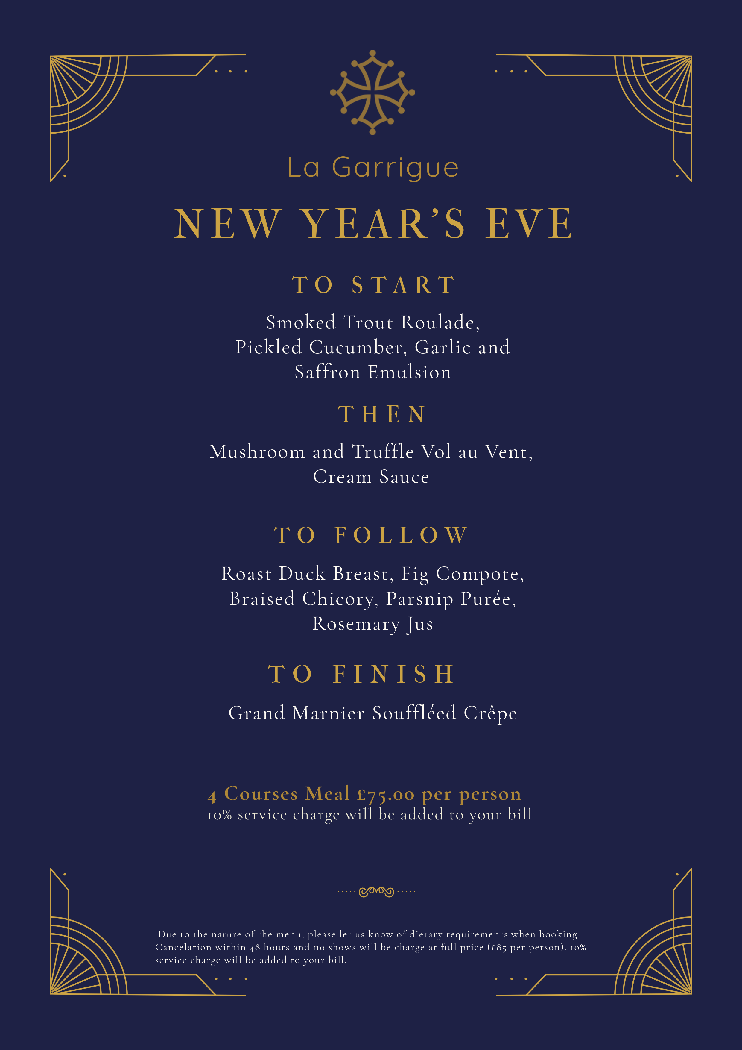 new years eve menu