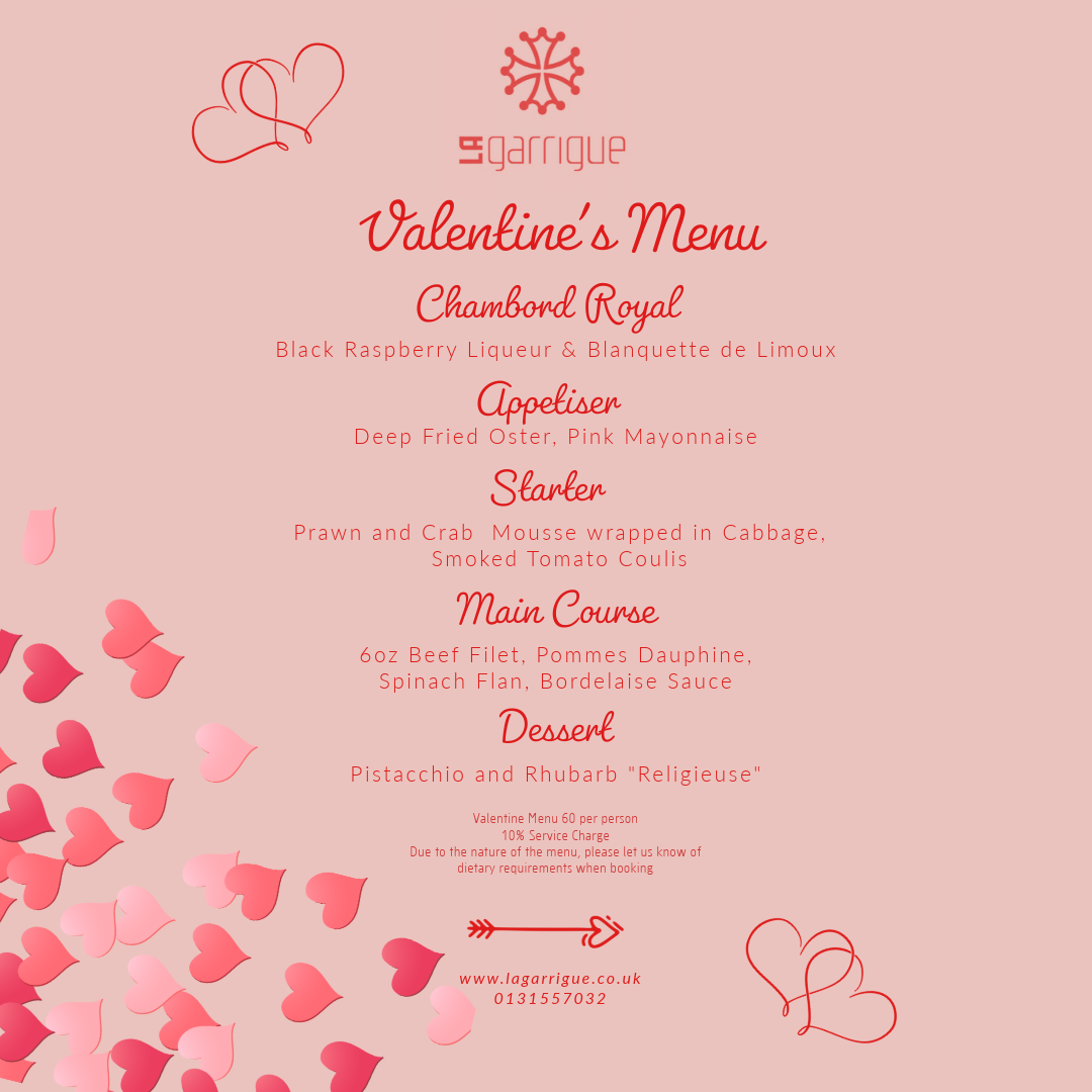 Valentine’s Day menu